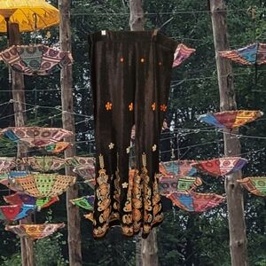 Embroidered Brown and Orange Pants